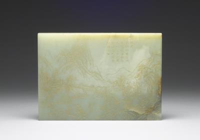 图片[2]-Jade table screen with decoration of landscape and figures, Qing dynasty, Qianlong reign (1736-1795)-China Archive